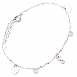 Srebrna bransoletka damska 925 nieskończoność z serduszkiem