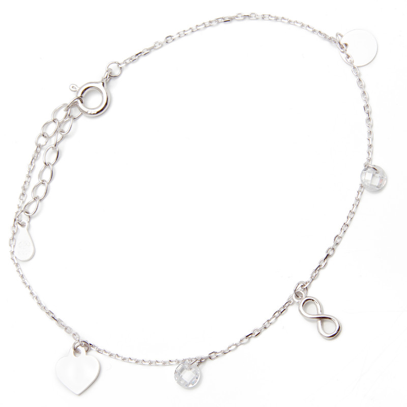 Srebrna bransoletka damska 925 nieskończoność z serduszkiem