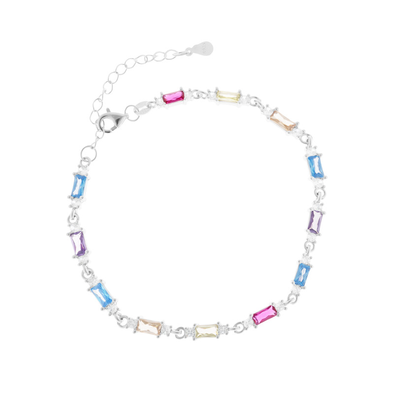 Srebrna 925 bransoletka Kryształowa Tęcza