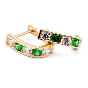 Złote kolczyki 585 Belka cyrkonie