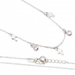 Srebrny naszyjnik krzyżyki z zawieszkami