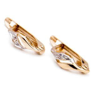 Złote kolczyki 585 Faliste cyrkonia