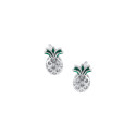 Srebrne 925 kolczyki Ananas Biała Cyrkonia