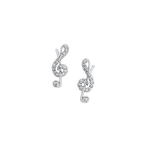 Srebrne 925 kolczyki Biały Klucz Wiolinowy