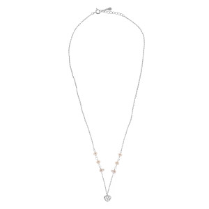 Srebrny naszyjnik 925 Ażurowe Serce perełki