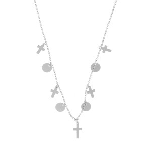 Srebrny naszyjnik 925 Kółka Krzyżyki przeplatane