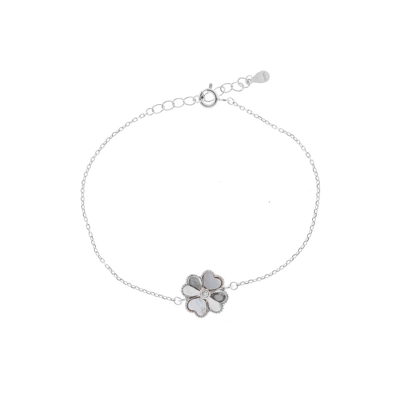 Srebrna 925 Bransoletka Czterolistna Koniczynka small