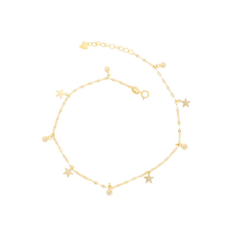 Srebrna pozłacana bransoletka na nogę 925 Złote Niebo