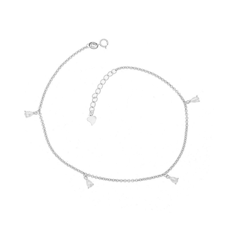 Srebrna bransoletka na nogę 925 Łezki Blasku