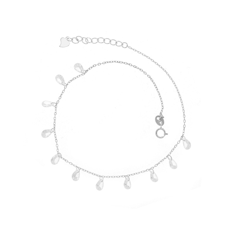 Srebrna bransoletka na nogę 925 Łezkowa Elegancja