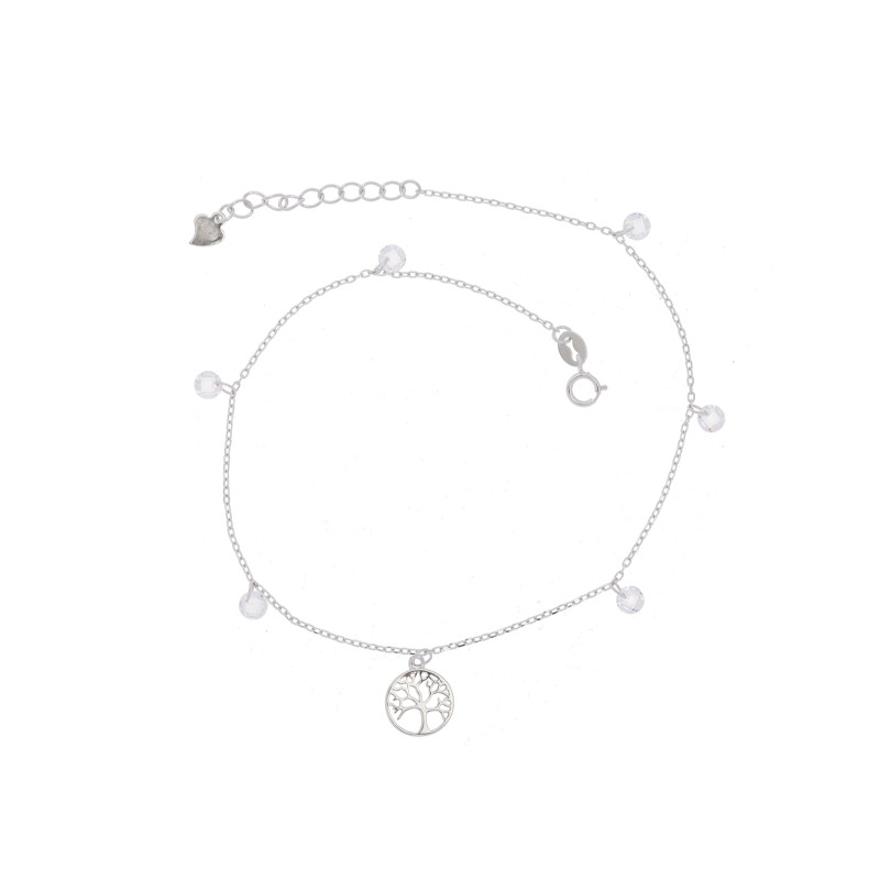 Srebrna bransoletka na nogę 925 Drzewko Szczęścia