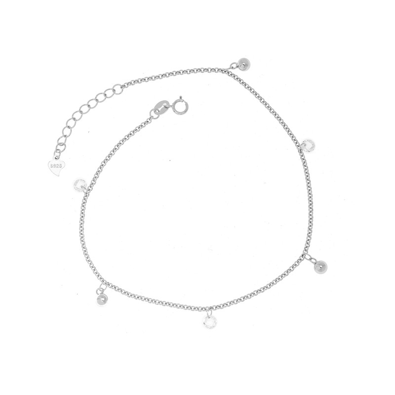 Srebrna bransoletka na nogę 925 Migotliwy Mix