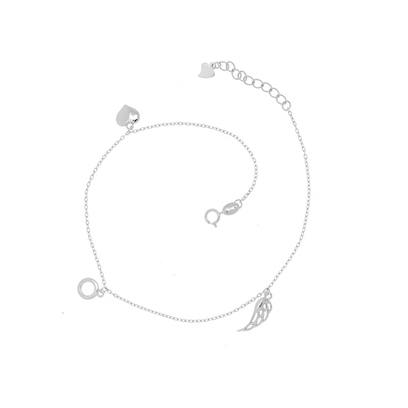 Srebrna bransoletka na nogę 925 Trio Symboli