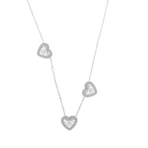 Srebrny naszyjnik 925 Serca Ażurowe