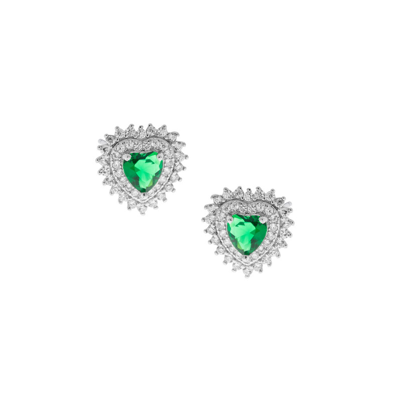 Srebrny 925 Komplet Wieczne Zielone Serce