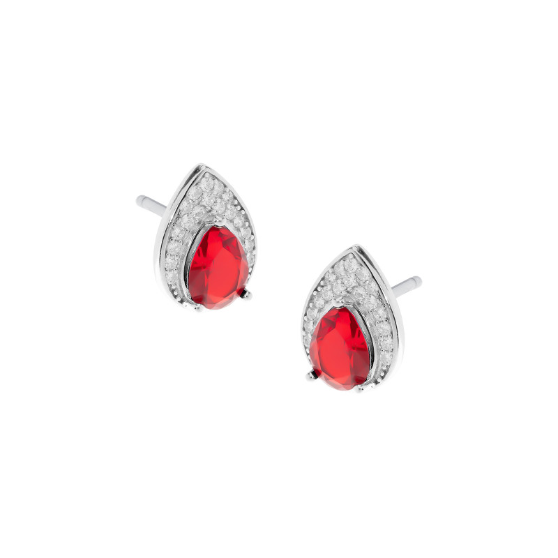 Srebrny Komplet 925 Czerwona Łza Big