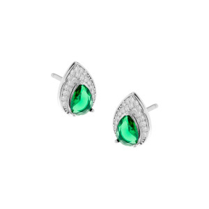 Srebrny 925 Komplet Zielona Łza Big