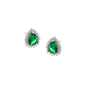 Srebrny 925 Komplet Szmaragdowa Łza