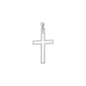 Srebrna zawieszka 925 Prosty Płaski Ażurowy Krzyżyk Komunia