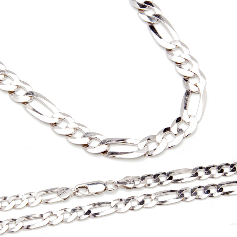 Srebrny łańcuszek 925 figaro rodowany