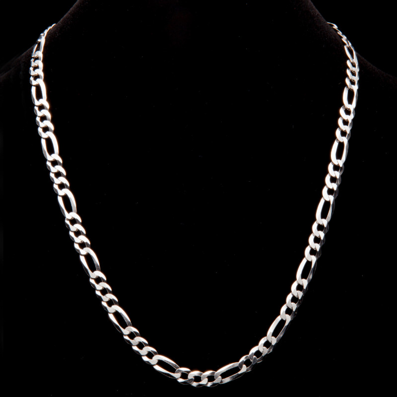 Srebrny łańcuszek 925 figaro rodowany