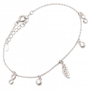 Srebrna bransoletka damska 925 listek z nieskończonością