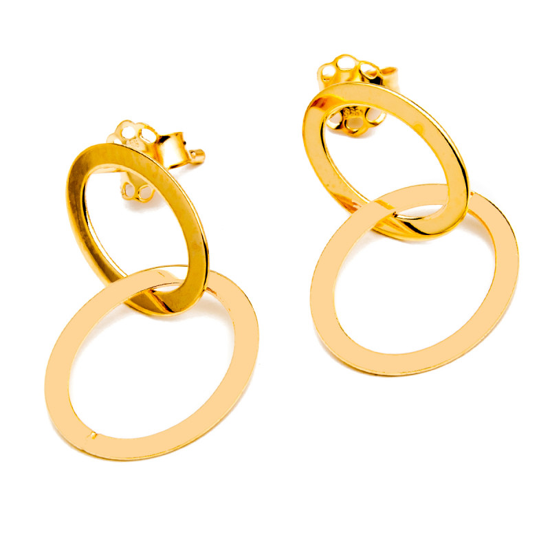 Złote kolczyki 585 Połączone owalne okręgi