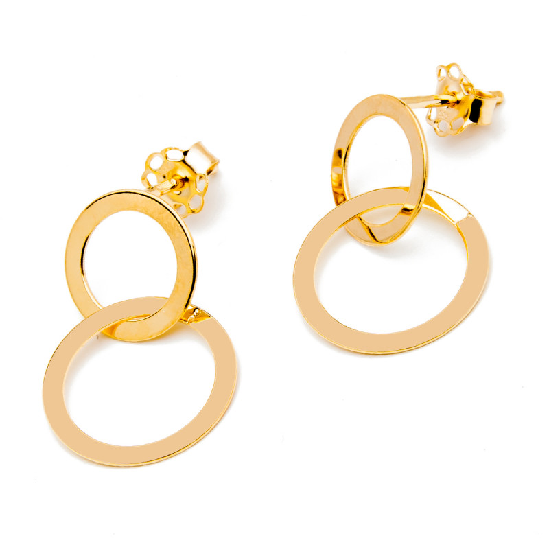 Złote kolczyki 585 Połączone okręgi