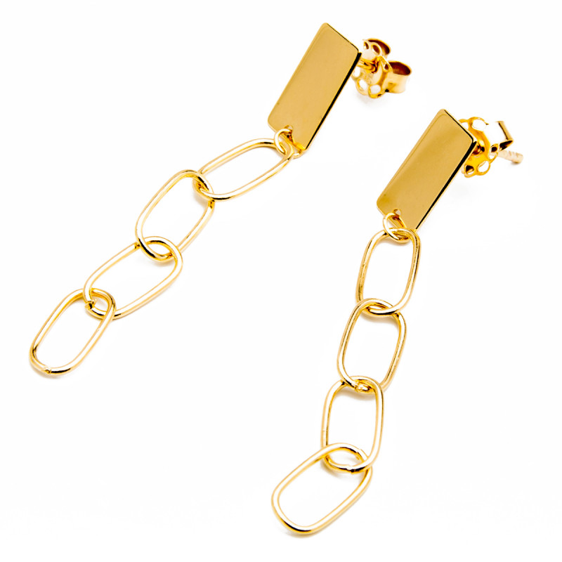Złote kolczyki 585 Wiszące Ogniwa