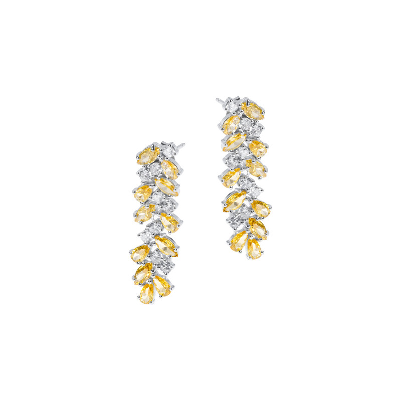 Kolczyki srebrne 925 Długie Żółte Cyrkonie