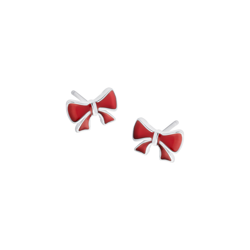 Kolczyki srebrne 925 Czerwona Kokardka