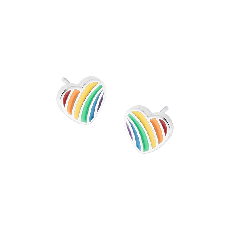 Kolczyki srebrne 925 Kolorowe Serce w Paski