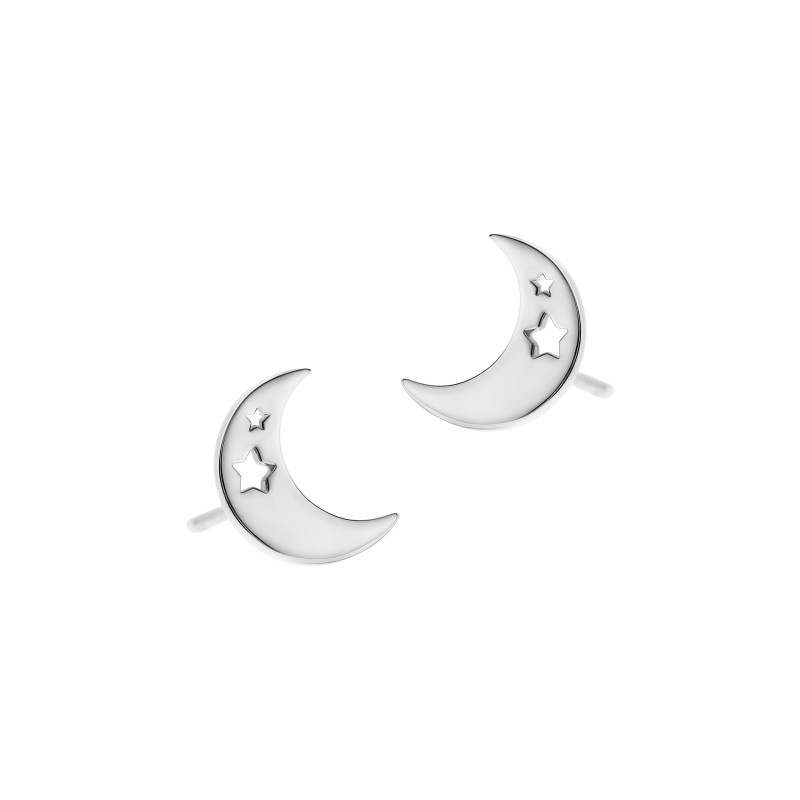 Kolczyki srebrne 925 Księżyc z Gwiazdkami