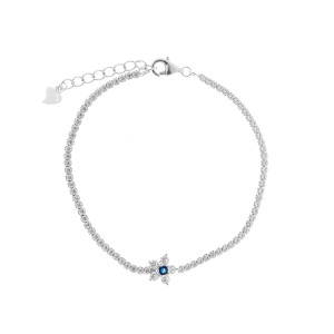 Srebrna 925 bransoletka Niebieski Kwiatowy Blask