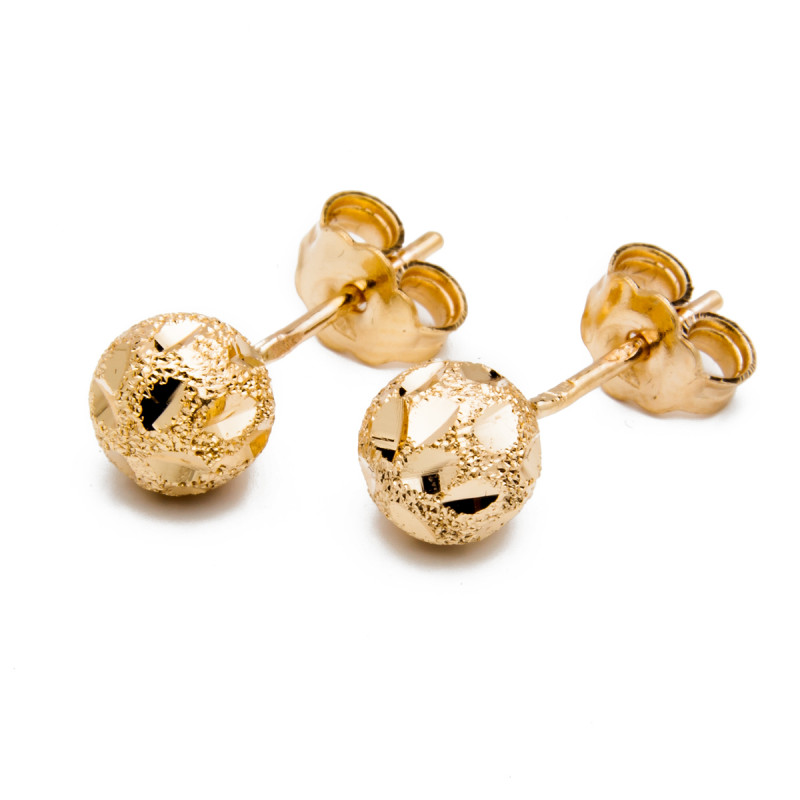 Złote kolczyki 585 Zdobione kulki 5 mm