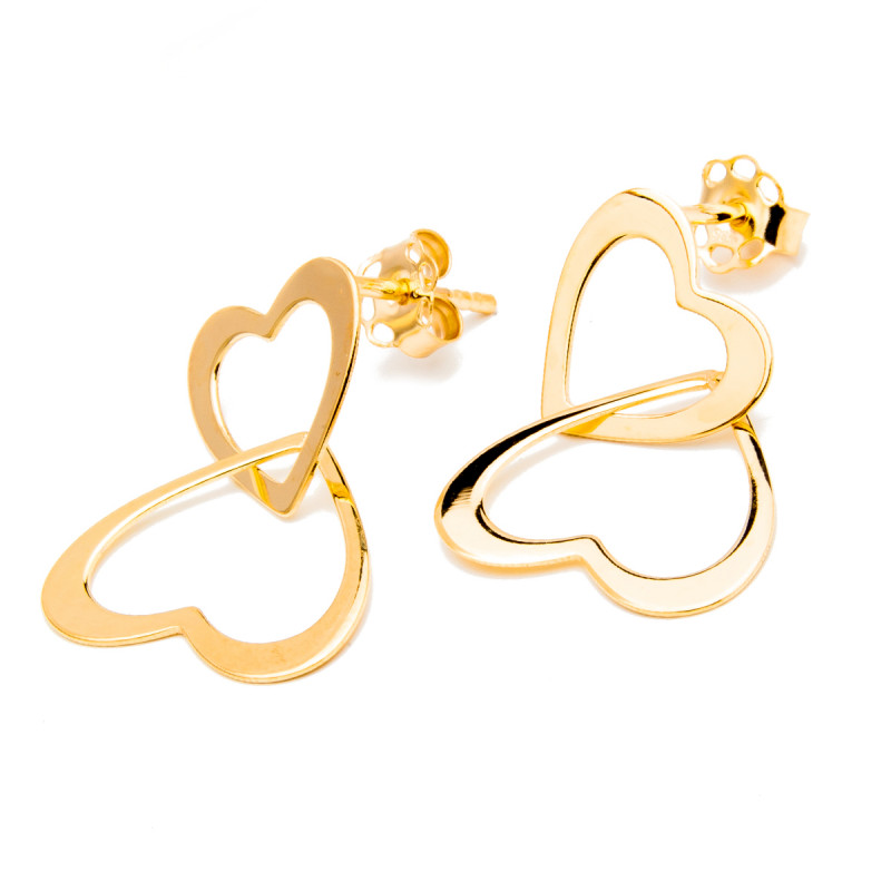 Złote kolczyki 585 Plecione serca