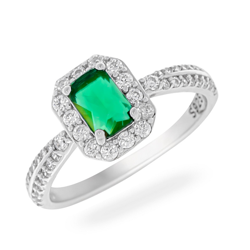 Srebrny Pierścionek 925 Szmaragdowa Królowa