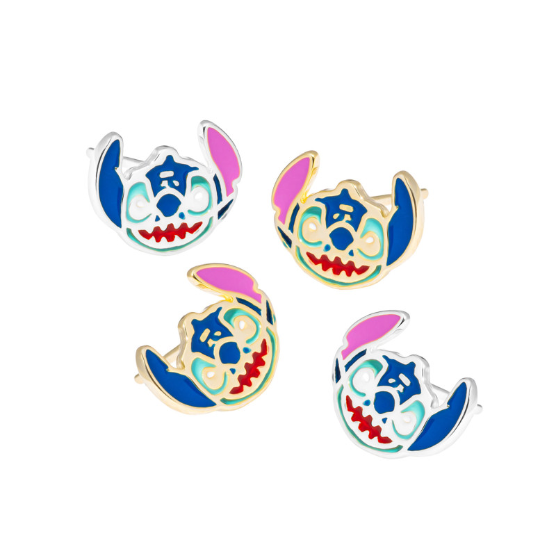 Komplet kolczyki srebrne i pozłacane 925 Halloween Stich Stworek dla małej damy Edycja Limitowana