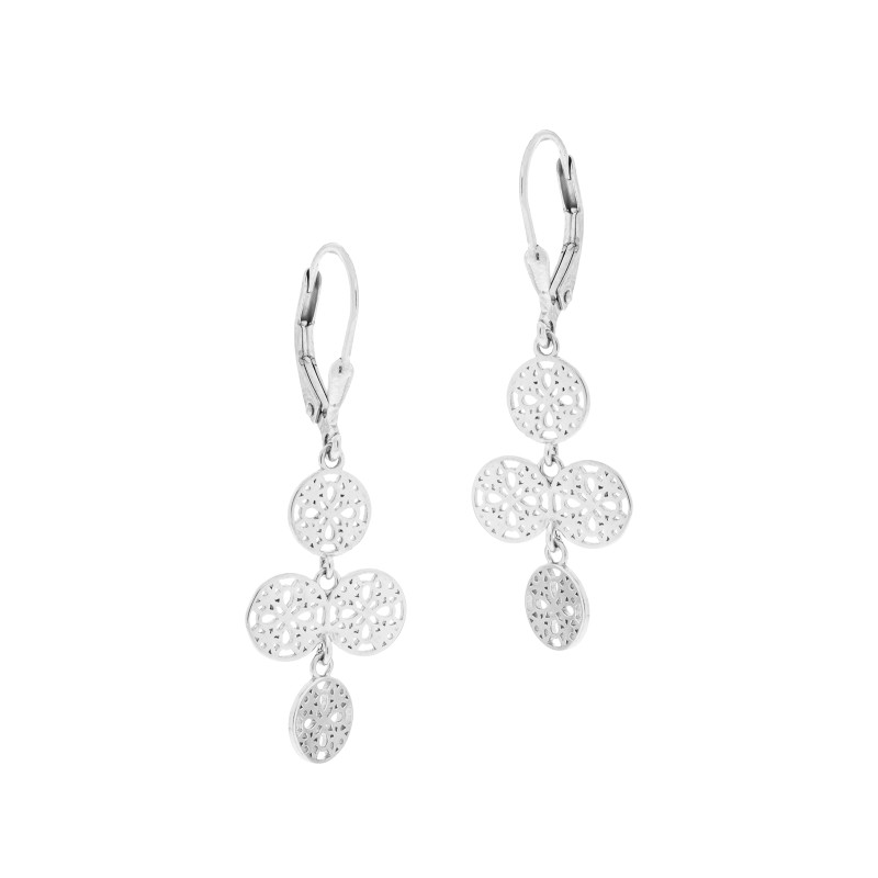 Srebrne Kolczyki 925 Cztery Ażurowe Koła