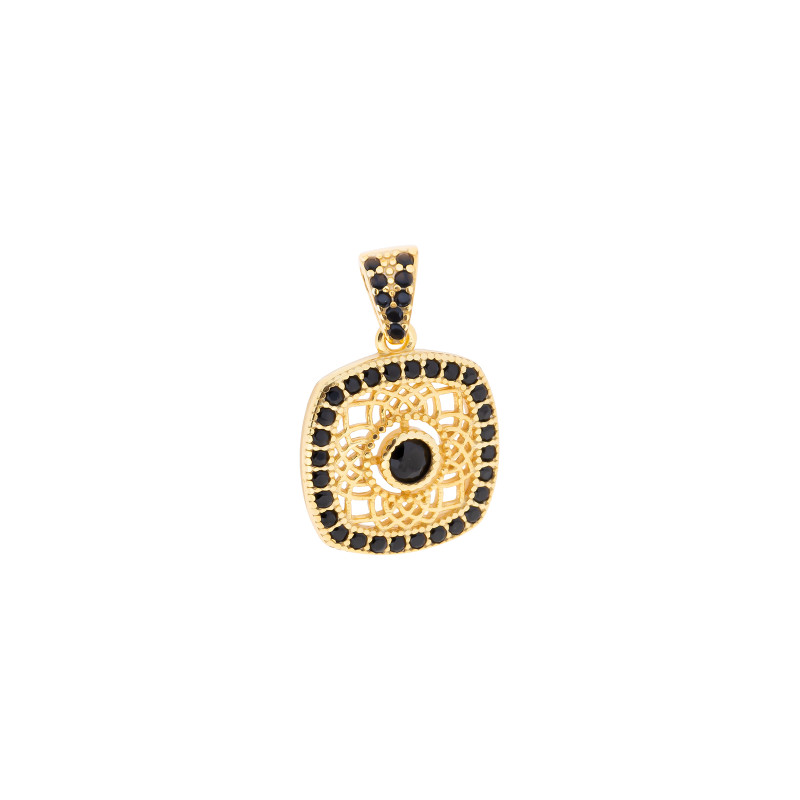 Srebrny pozłacany 925 Komplet Czarna Elegancja