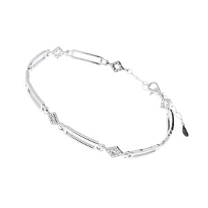 Srebrna 925 bransoletka Blaszki Biały Romb