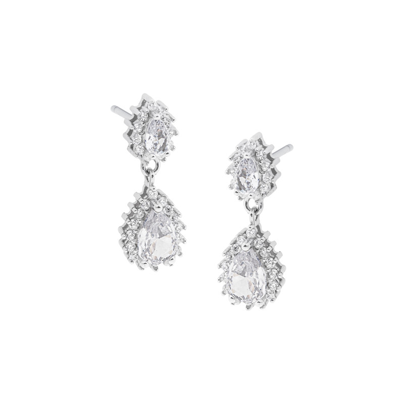 Kolczyki srebrne 925 Blask Podwójnych Cyrkonii