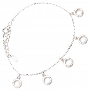 Srebrna bransoletka damska 925 okrągłe zawieszki