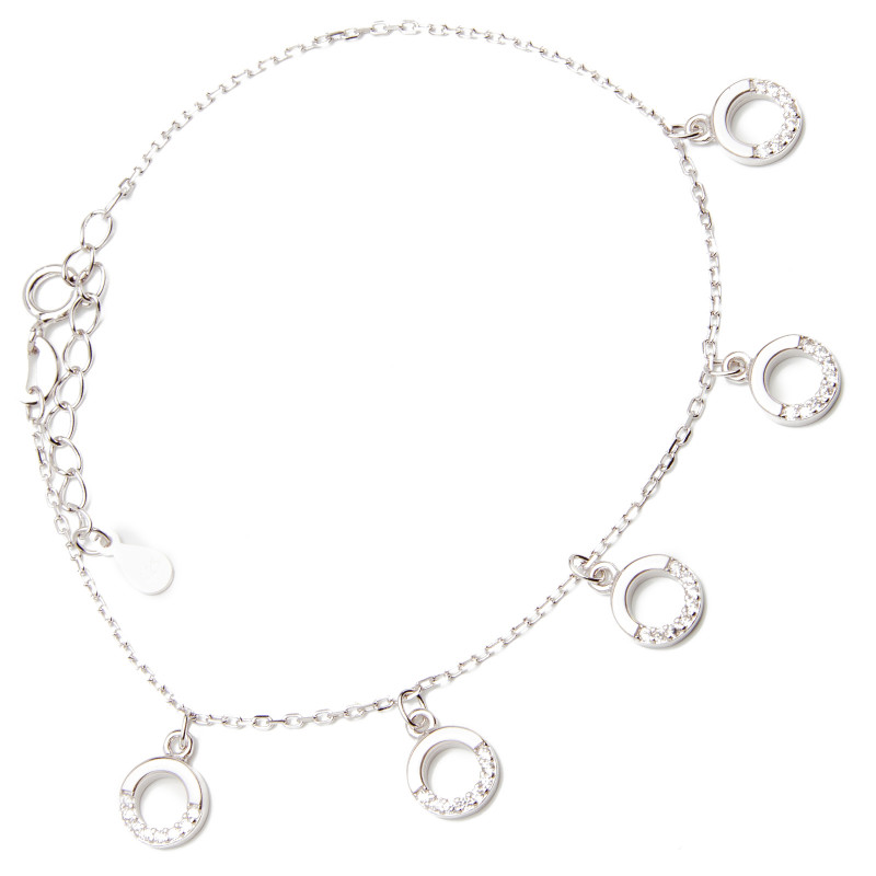 Srebrna bransoletka damska 925 okrągłe zawieszki