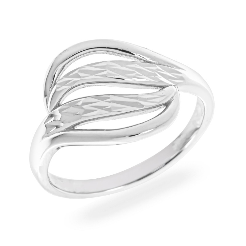 Srebrny Pierścionek 925 Wzorzysta Fala