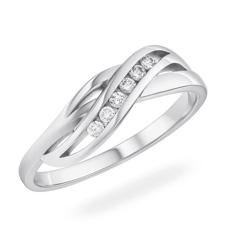 Srebrny Pierścionek 925 Cyrkoniowa Fala