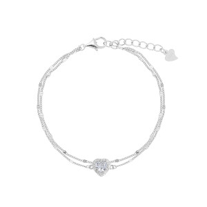 Srebrna 925 bransoletka Białe Serce Blasku