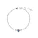 Srebrna 925 bransoletka Niebieskie Serce Blasku