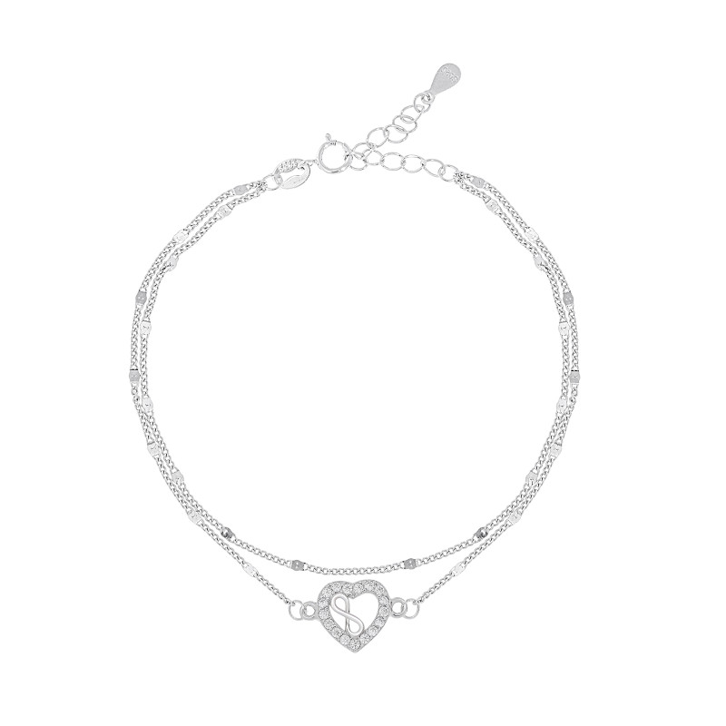 Srebrna 925 bransoletka Nieskończone Serce