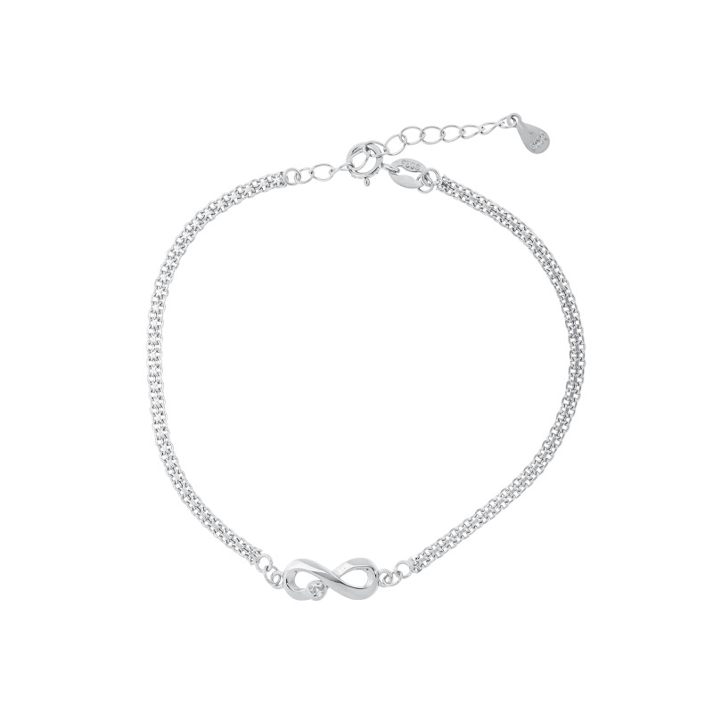 Srebrna 925 bransoletka Nieskończoność Cyrkonia Serce